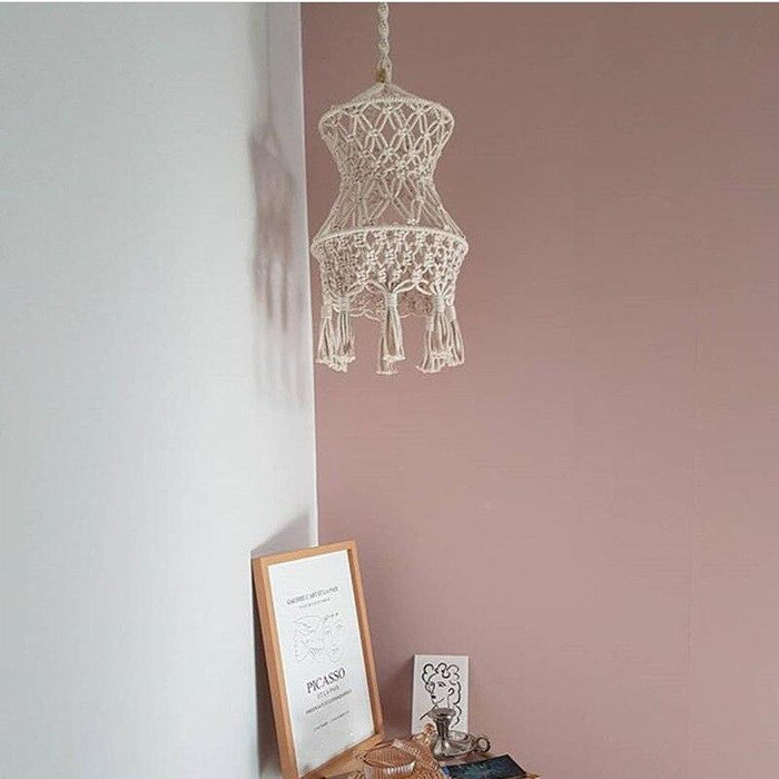 Hand-woven Lampshade Chandelier Moroccan Bedroom Decorative Lamp Tapestry Wall Hanging  Macrame  Boho Decor Home