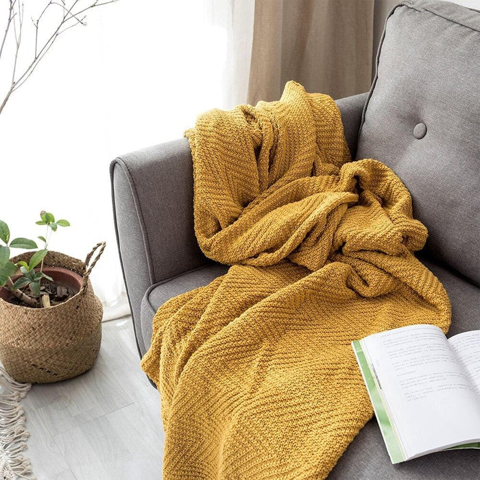 Knit Throw Blanket with Tassels for Sofa Bed Chair Travel Photography Props 130x160cm