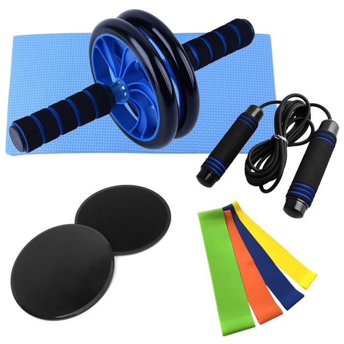 Muscle Exercise Equipment Abdominal Press Wheel Roller Home Fitness Equipment Gym Roller Trainer with Push UP Bar Jump Rope