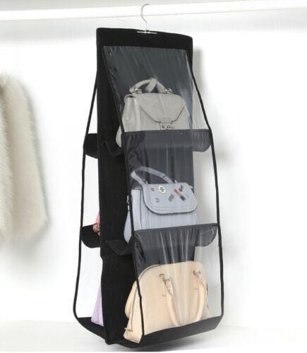 6 Pocket Foldable Hanging Bag 3 Layers Folding Shelf Bag Purse Handbag Organizer Door Sundry Pocket Hanger Storage Closet Hanger