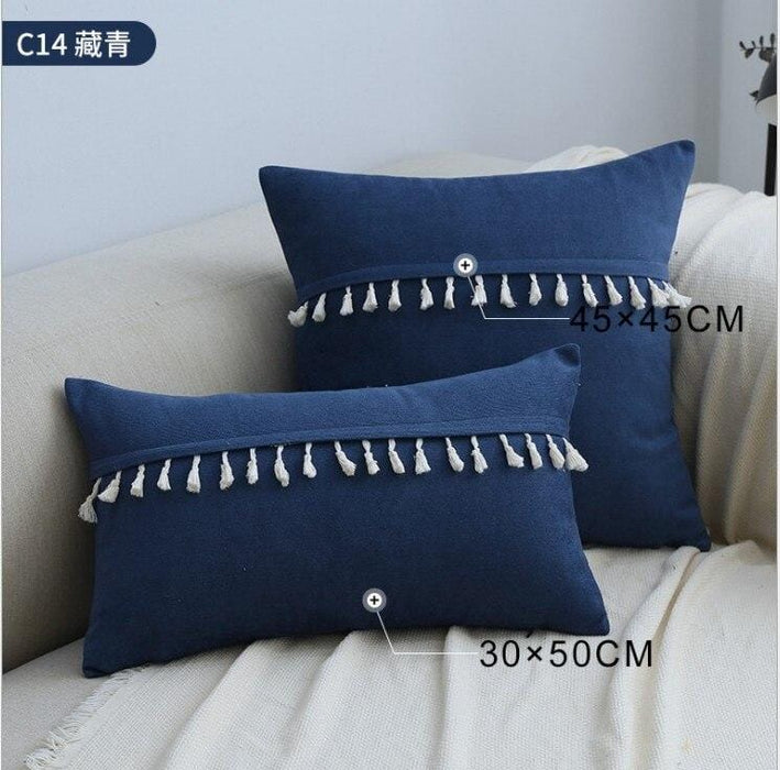 Soft Green Pink Tassels Cushion Cover 45x45cm/30x50cm Blue Yellow Decorative Pillow Cover Home Decor Sofa Throw PillowCase